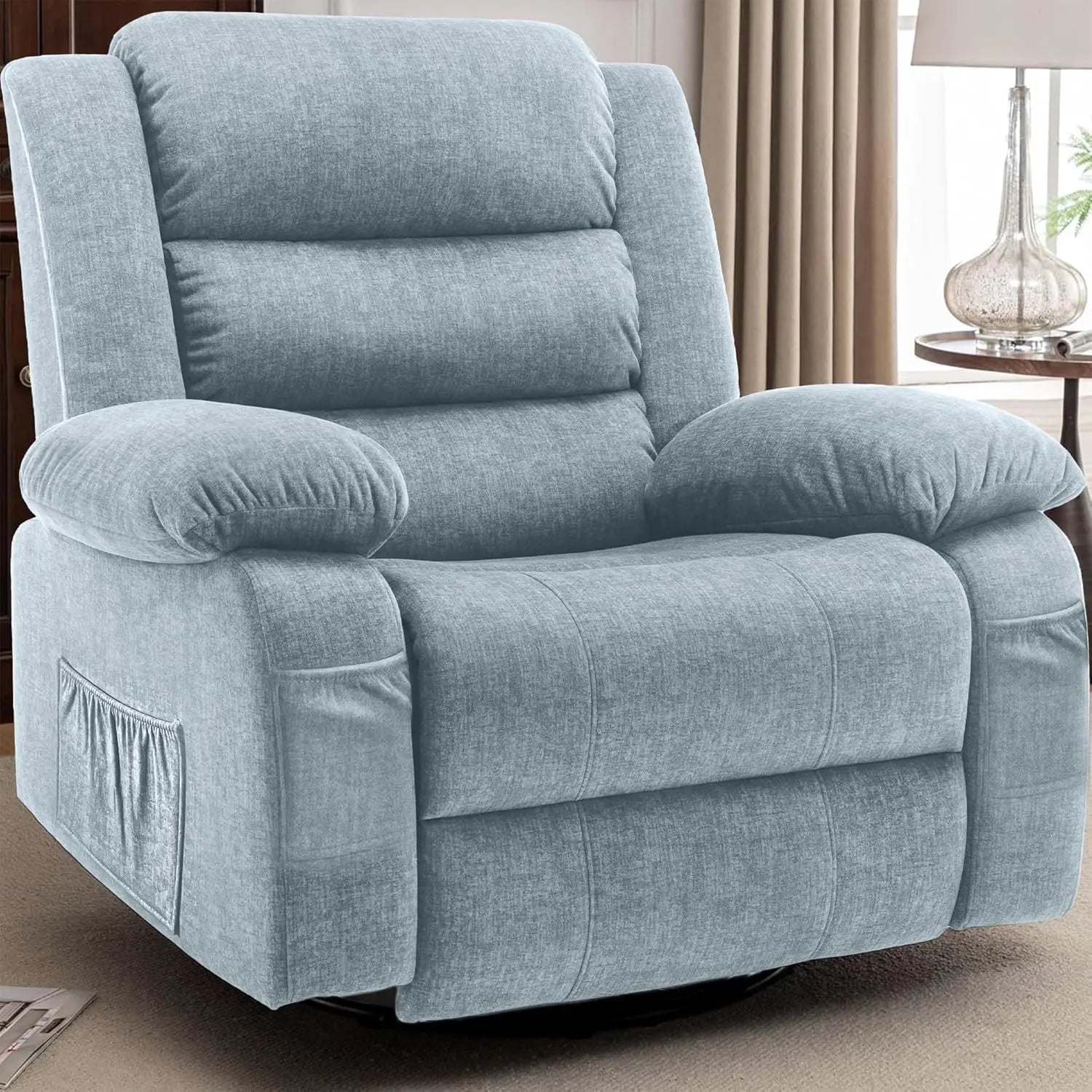 Oversized Recliner Chair, Extra Wide Rocking Chair with Massage and Heat, 360° Swivel Rocker Recliner for Adults,, Custom