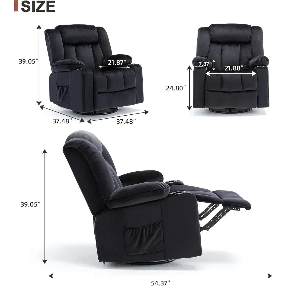 Nordic High Quality Massage Rocker With Heated 360 Lazy Boy Recliner Single Sofa Seat With Cup