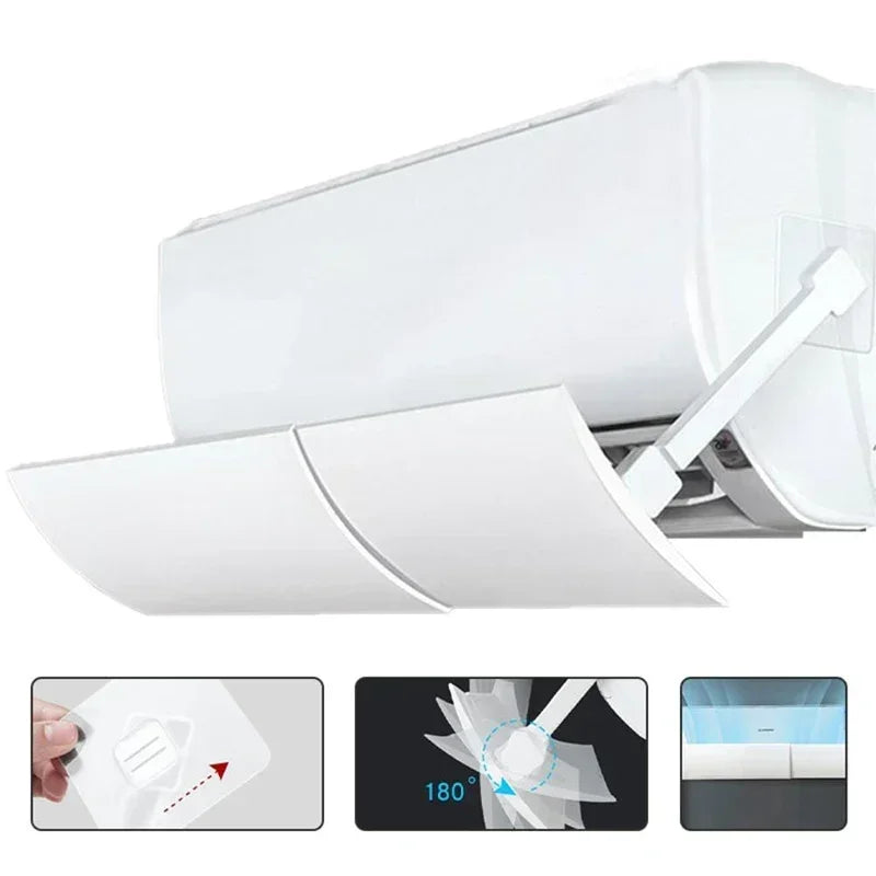 Air Conditioning Anti Direct Blowing Wind Shield Outlet Baffle Air Guide  Deflector Adjustable Punch Free Air Conditioner Covers