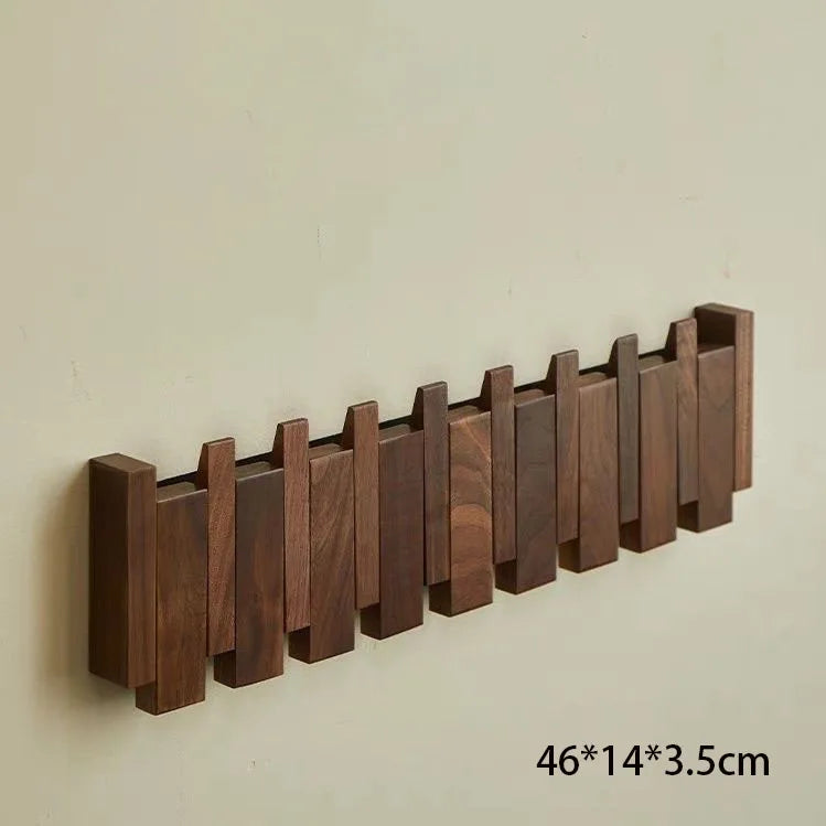 1PC Wall Mounted Black Walnut Coat Rack Solid Wood Clothes Hook Dropshipping Entrance Door Hanger Coat Rack Home Decor Furniture