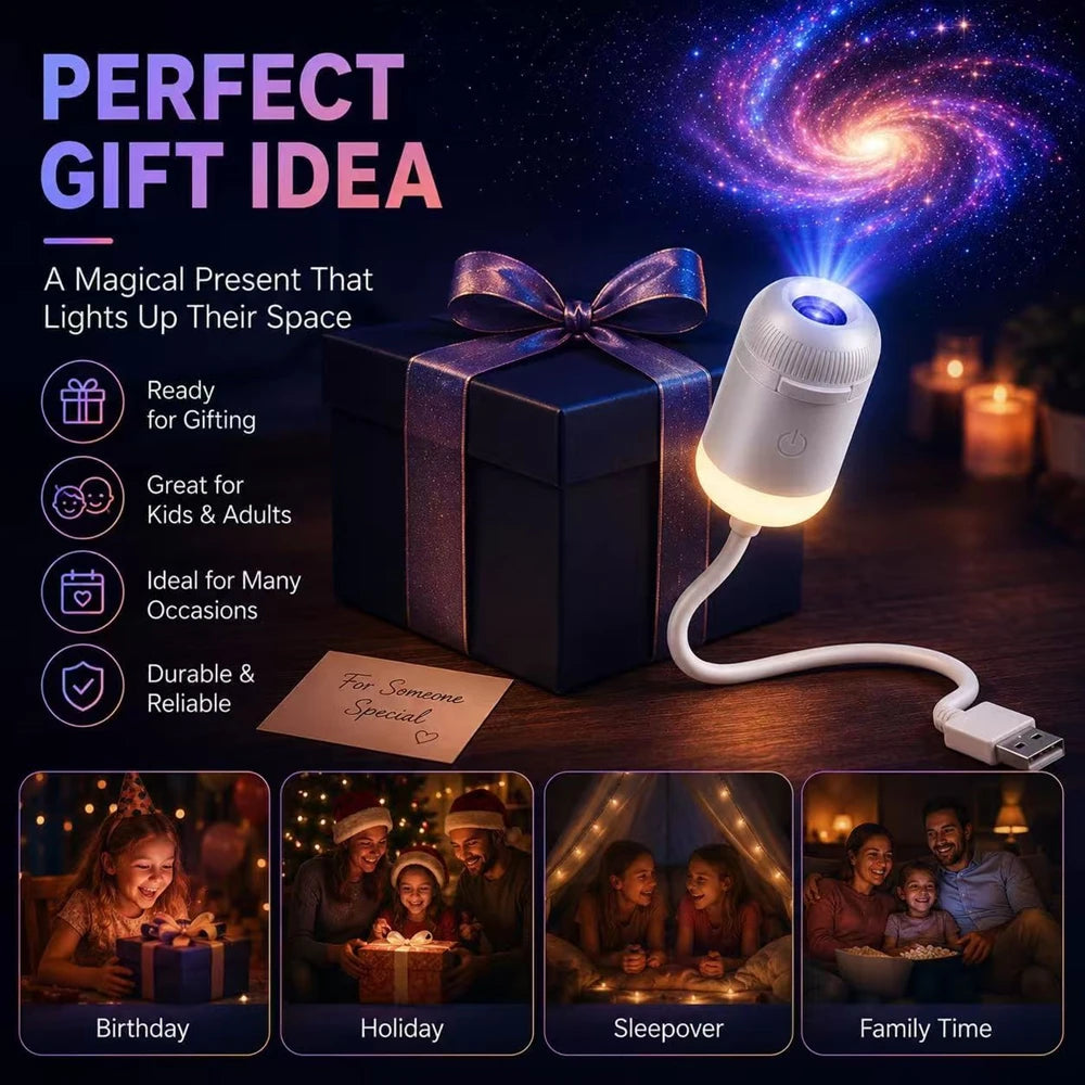 HD Smart Dynamic 5D Holographic Night Light Projector 2-in-1 Galaxy Star Projector  USB Powered for Bedroom,car,Christmas gifts