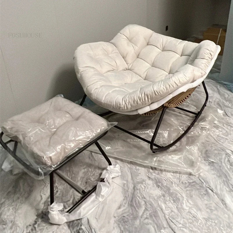 Nordic Lazy Living Room Chairs Home Balcony Rocking Chairs Reclining Sofas Rattan Sofa Leisure Rocking Chair Home Furniture