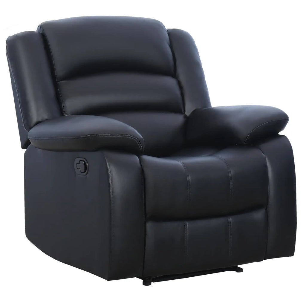 (Local US Inventory)Manual Recliner Chair Faux Leather Recliner with Overstuffed Arms and Back Classic Single a for Living Room