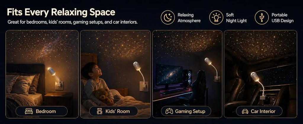 Mini USB Bedside Night Light Projection Ambient Light 36 Slides Galaxy Starry Sky Projector Lamp for Home Room Decor Kids Gifts
