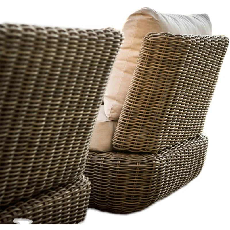 #Outdoor sofa, balcony, courtyard, outdoor sunroom, villa, waterproof and sun protection combination, rattan furniture