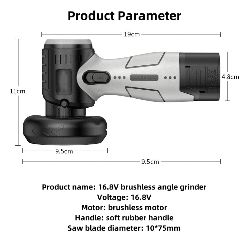16.8V Brushless Angle Grinder 20000RPM Electric Polishing Grinding Machine Mini Cordless Cutting Lithium Battery Power Tool