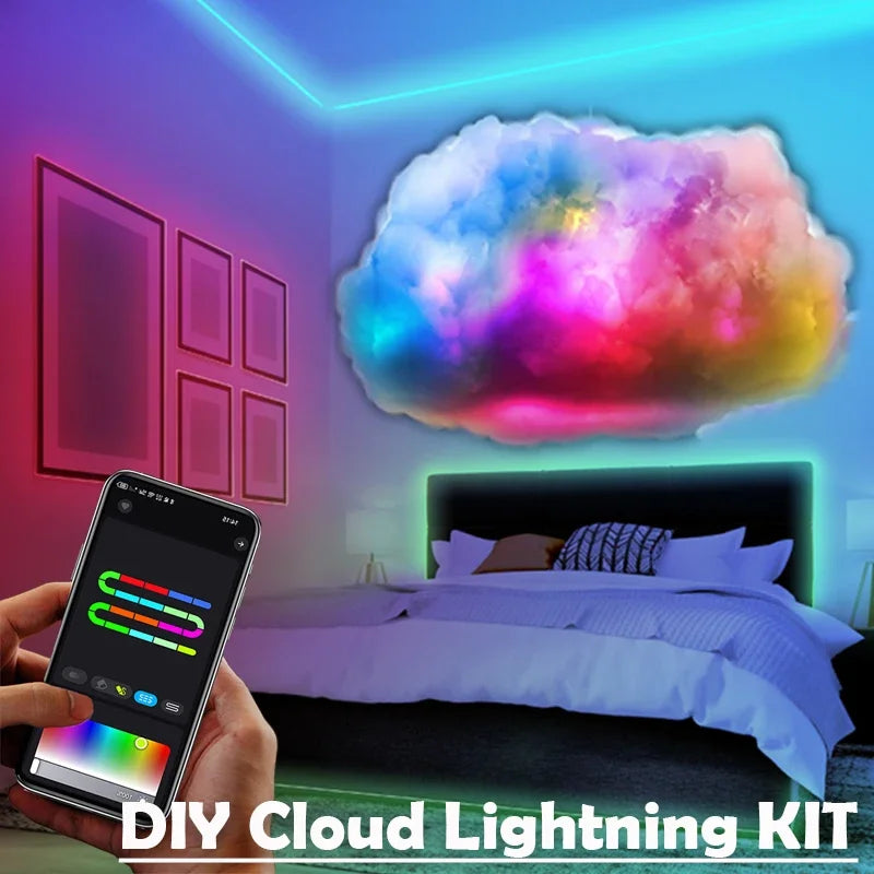 3D Cloud Lighting Light Kit with Music Sync, Multicolor RGBIC LED Strip Lights, Remote & APP Control, Mood Lighting for Bedroom