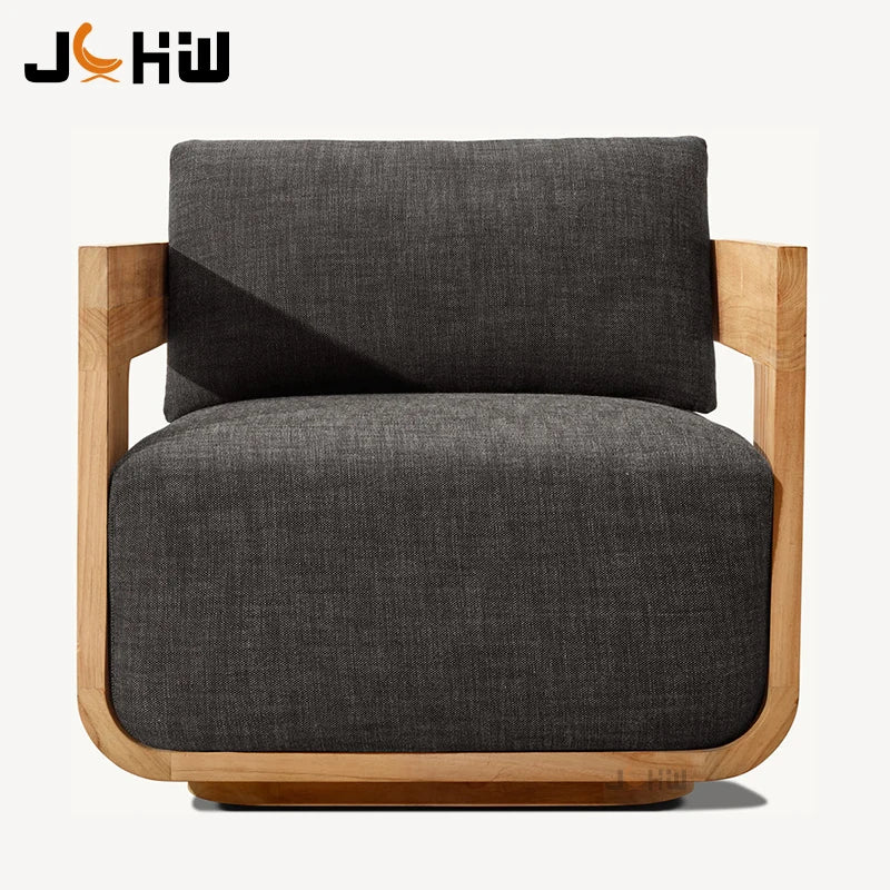 Sofa, with Waterproof UV-resistant Cushion, Outdoor Wooden Furniture, with Customized Service, for Hotel Patio Courtyard Use