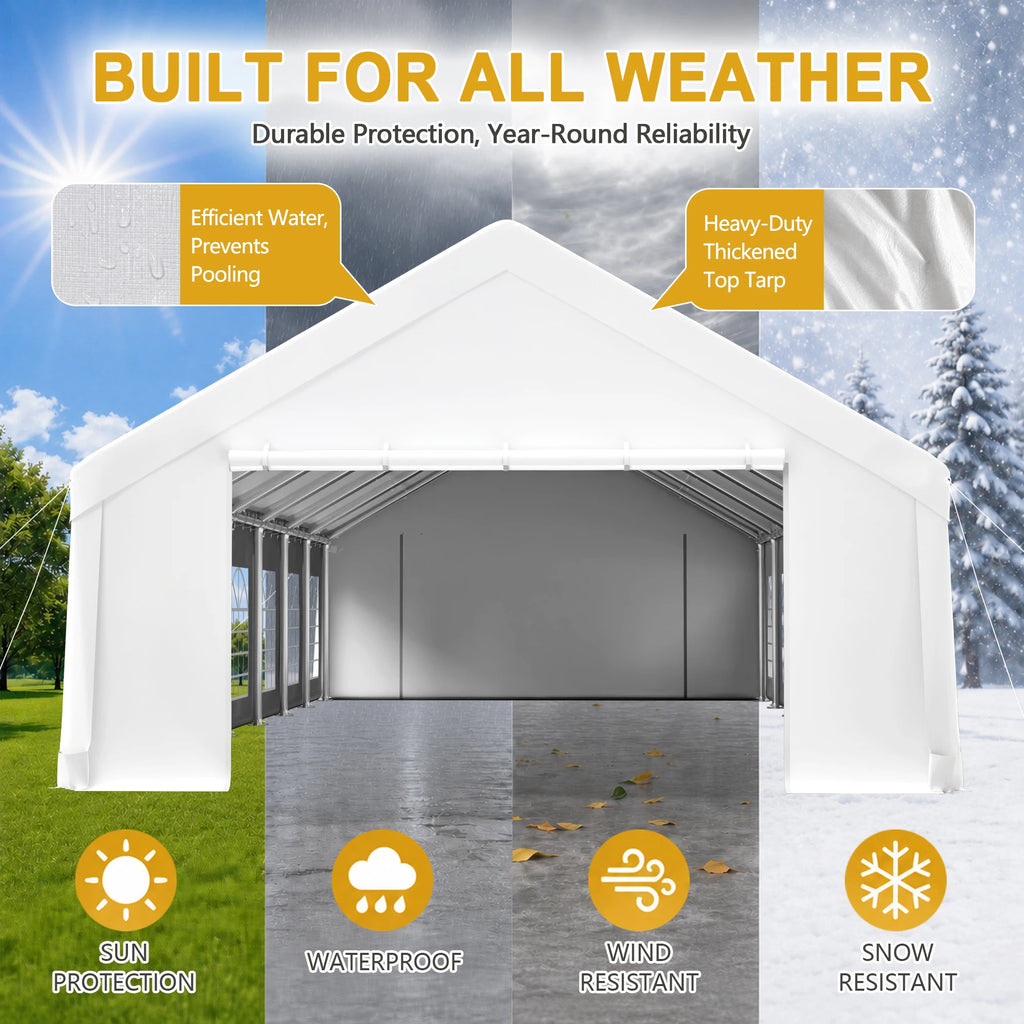 20x50FT Large Event Tent Heavy Duty White Party Shelter Waterproof All Weather Steel Frame With Windows For Wedding Commercial Market Car Parking