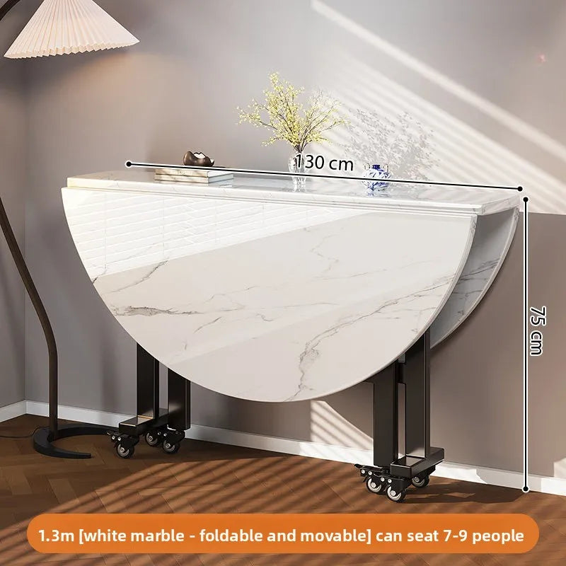 movable small apartment dining table folding round lounge extendable dining table modern Portable mesa comedor Kitchen furniture