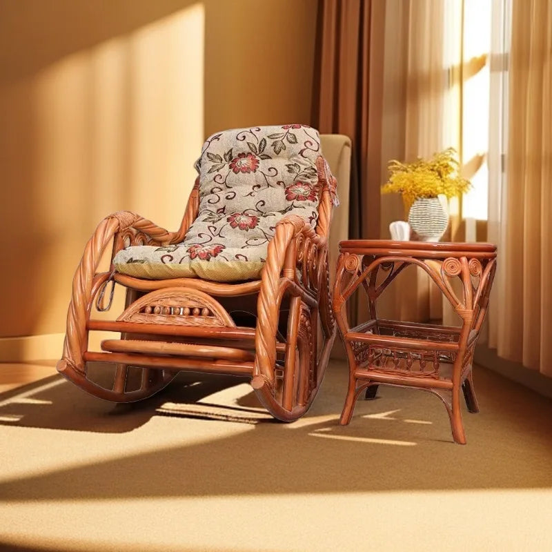 Balcony Siesta Elderly Natural Rattan Chair Rocking Chair Leisure Easy Chair Household