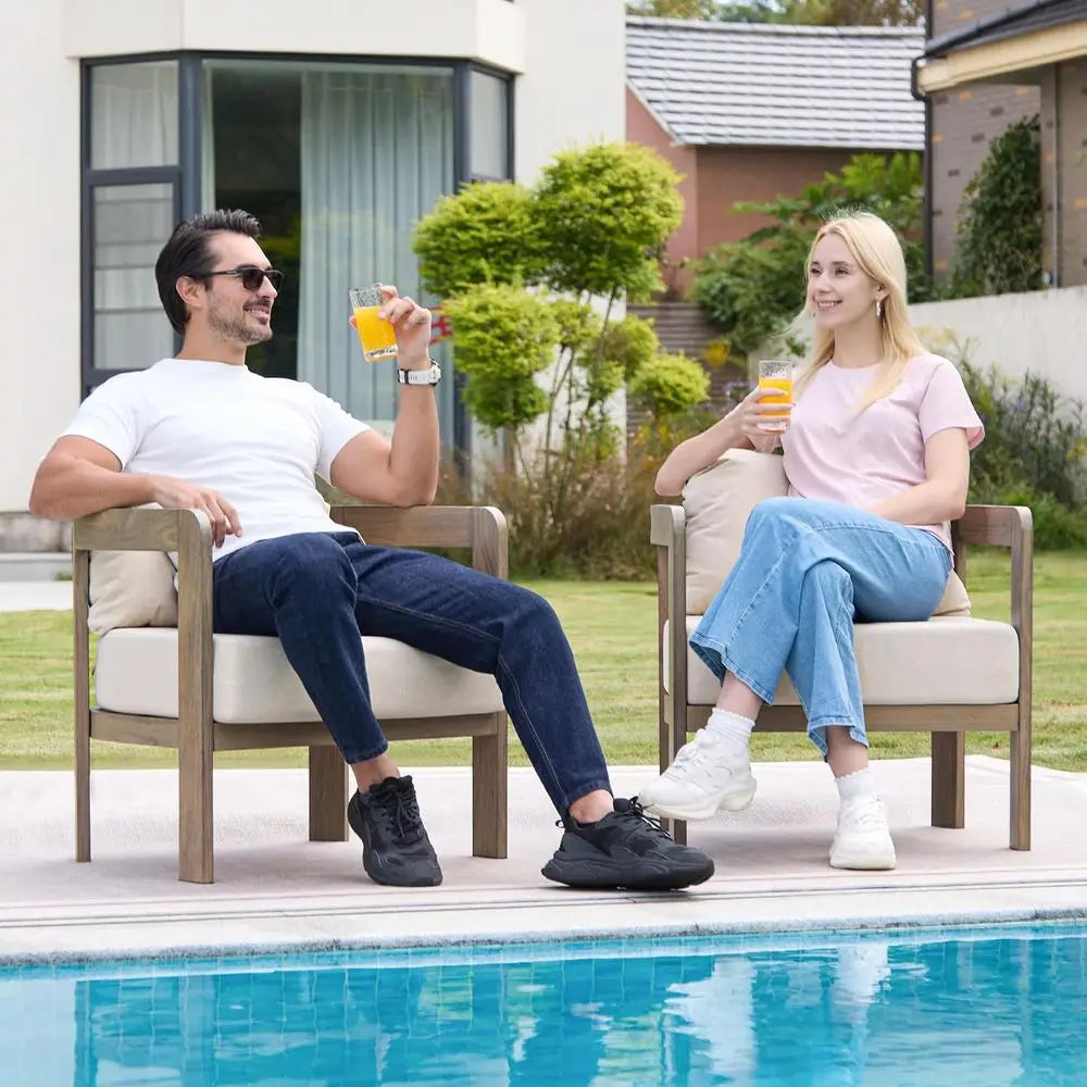Outdoor urniture Set, 2Pcs Patio Armchairs, Metal ern Outside urniture with 6'' Thick Cushions, Outdoor Contion Set Balcony Chai