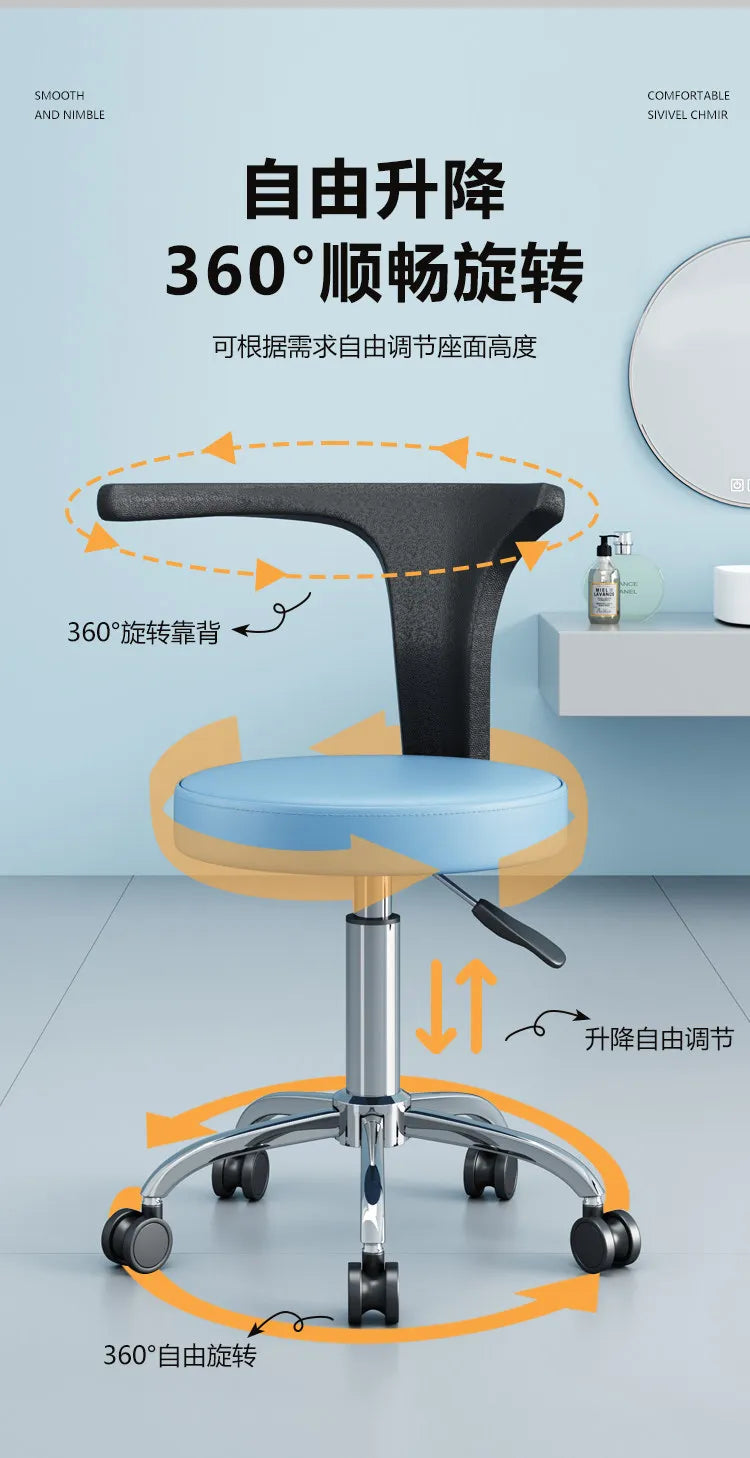 Professional Multifunctional Dental Chair 360°Swivel Adjustable Patient Seat with Soft Padding,Reclining Backrest for Clinic Use