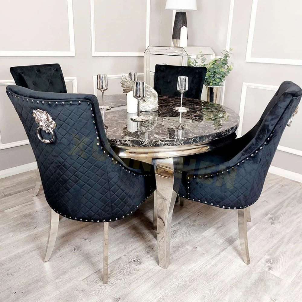 # Furniture Cheap Modern Elegant Dining Table Set 4 Chairs Marble