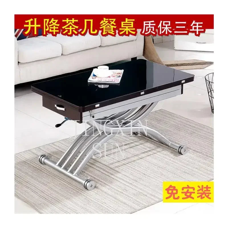 Lifting coffee table folding telescopic household dining table dual-purpose creative simple small apartment living room