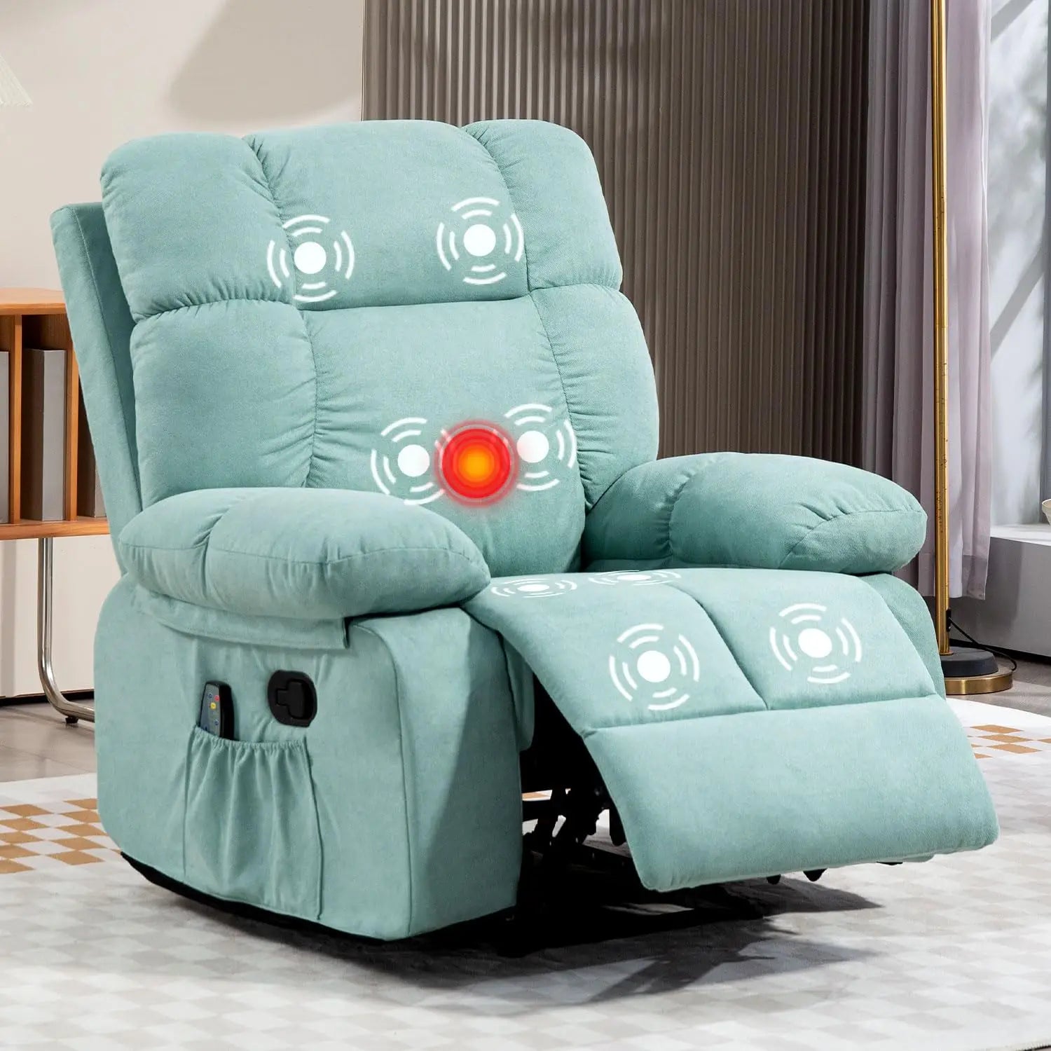 Recliner Chairs with Massage and Heat,Manual Recliner with Side Pockets, Reclining Chairs with Comfortable Arms and, Customized