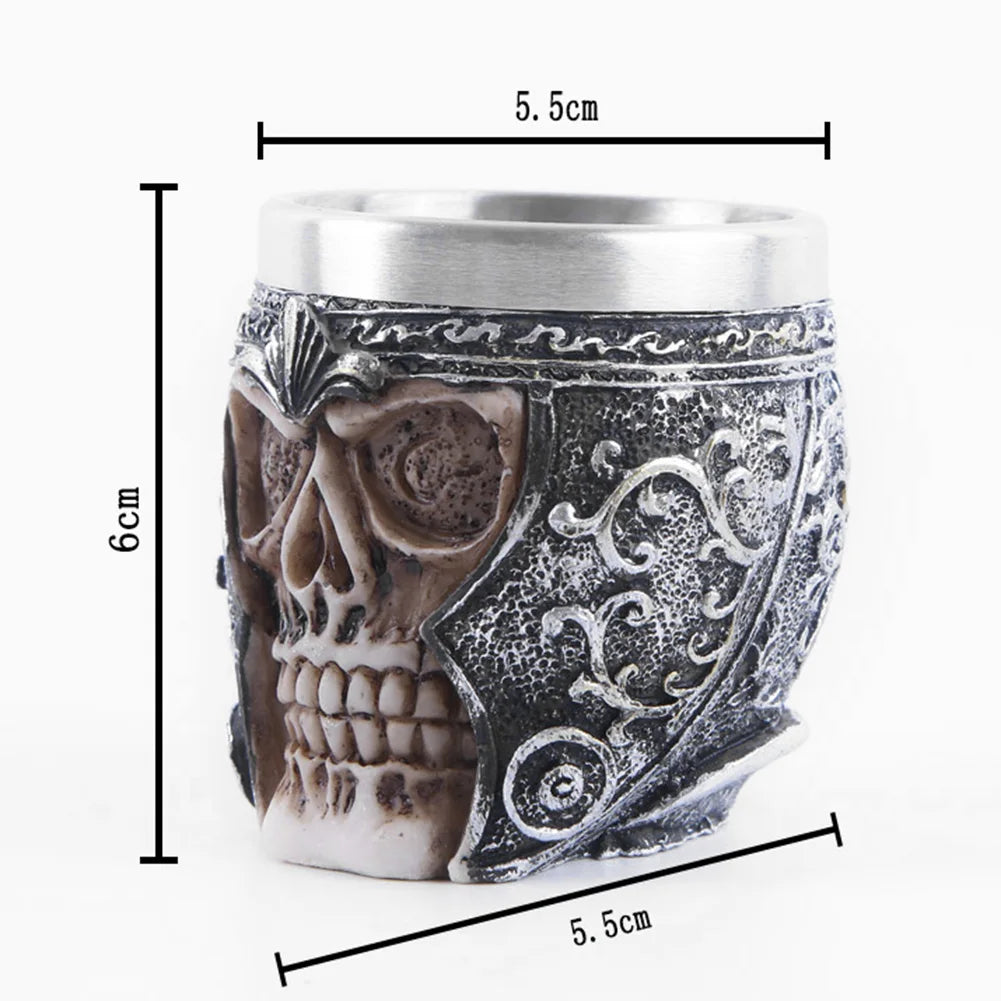 Beer Mug Stainless Steel Skull Mug Double Wall Drinking Mug Metal Insulated Gothic Design Coffee Beer Tankard Mug Halloween Gift