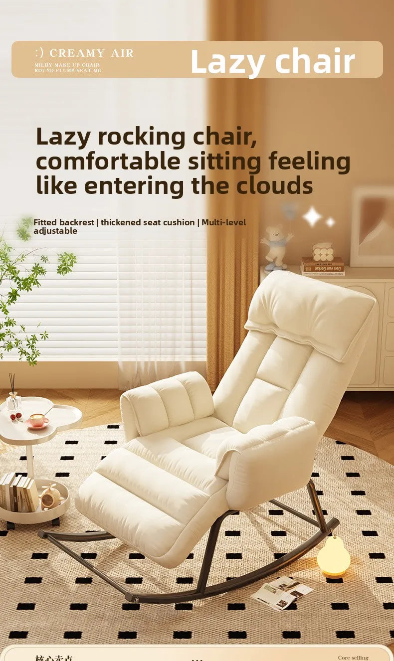 Lazy Rocking Chair Home Retro Balcony Leisure Folding Reclining Chair Sofa Chair Bedroom Single Person Can Sit And Lie Down