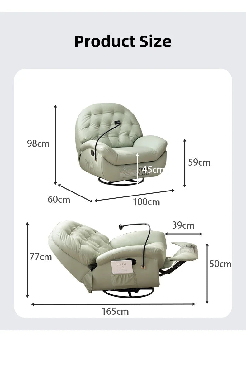 Modern Design Leather Massage Lounge Chair Retractable Frame Living Room Furniture Set Fabric Lounge Chair Sofa