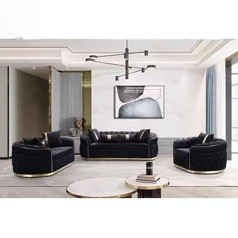 American Luxury Fabric Living Room Home Sofa Villa Decoration Design Simple Luxury Straight Row Sofa