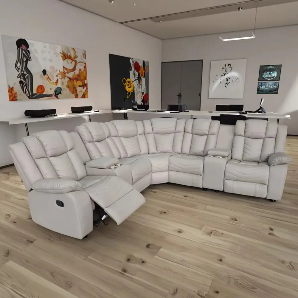 Electric Recliner  Chair Combination Leather Cover Cinema Living Room Sofa Power Supply USB Luminous