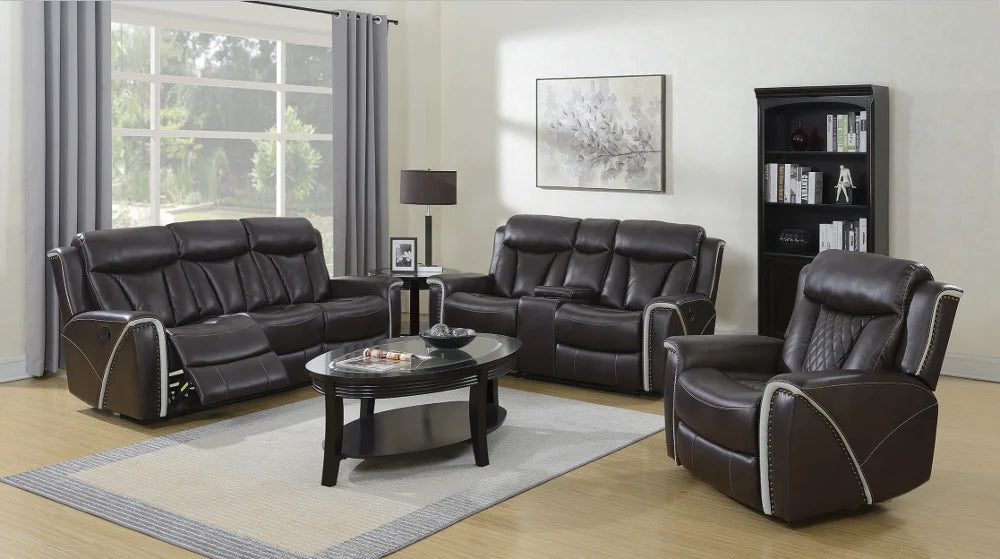 Modern Brown Genuine Leather Electric Recliner Sofa Set Living Room Furniture with Theater Sectional for Hotel or Home Use