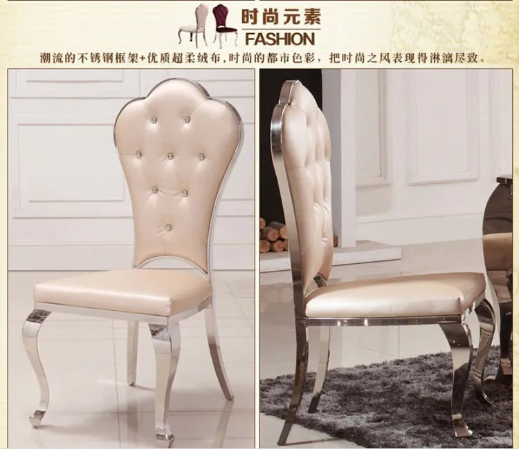 Stainless steel dining chair European neoclassical fashion chair Hotel matching chair Home leather fabric f