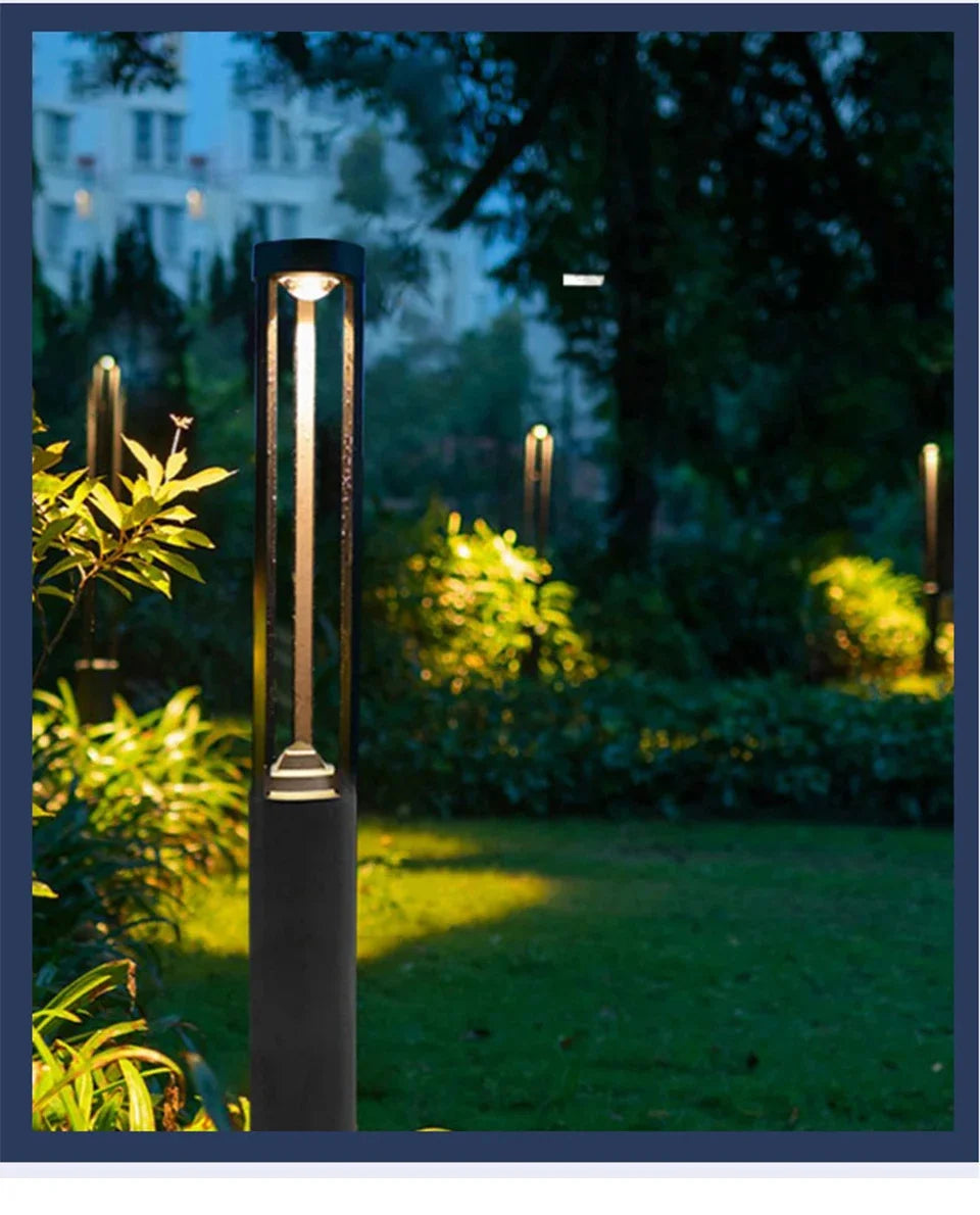 Outdoor LED Bollard Landscape Light Black Garden Pathway Lighting Fixtures Floor Lawn Lamp for Pillar Driveway Patio Yard Decora