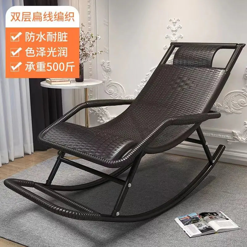 Rocking chair rattan chair adult nap recliner living room balcony lazy chair small rocking elderly leisure rocking