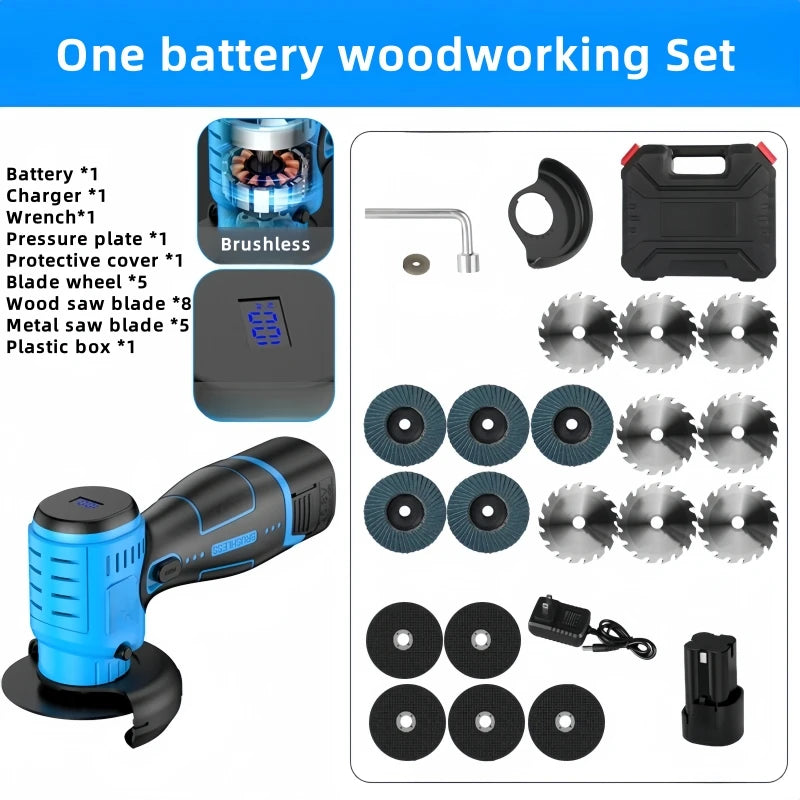 16.8V Brushless Angle Grinder 20000RPM Electric Polishing Grinding Machine Mini Cordless Cutting Lithium Battery Power Tool
