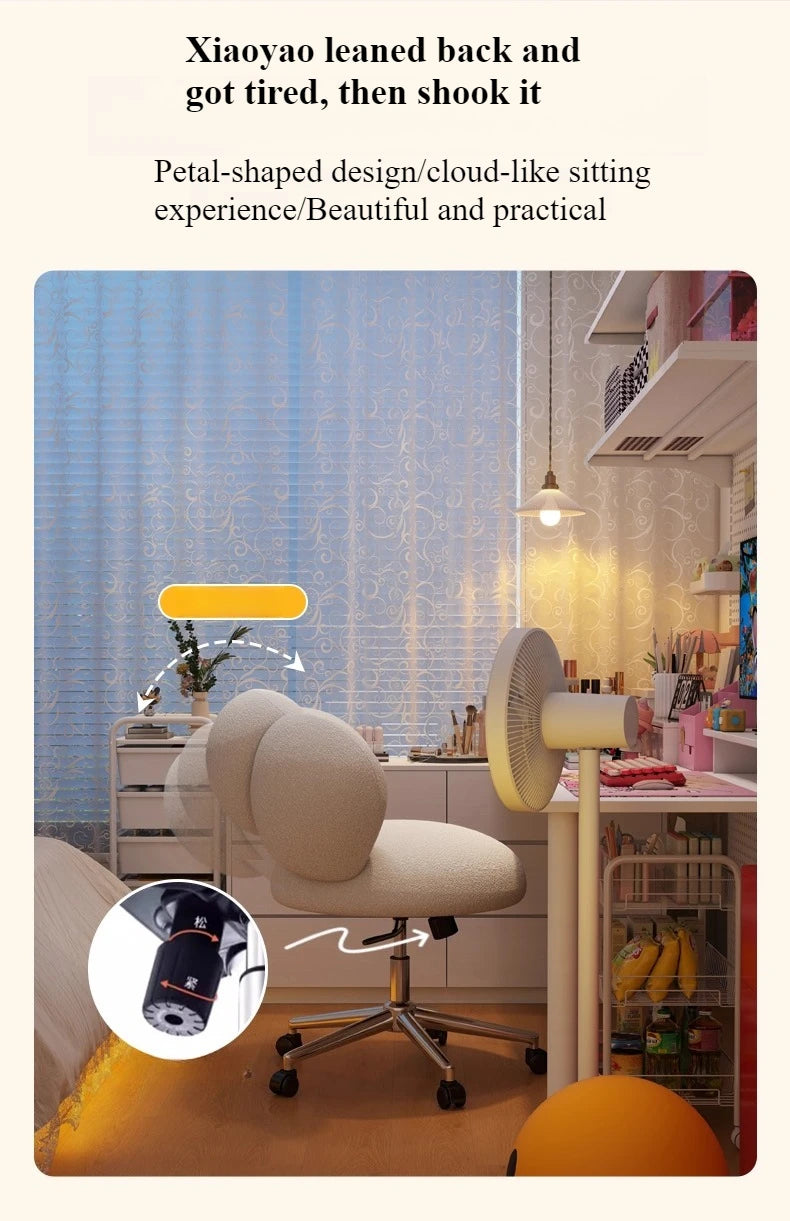 Cream Wind Living Room Chairs Furniture Dressing Stool Rotatable Chair Lamb Wool Small Internet Celebrity Stool Computer Stool