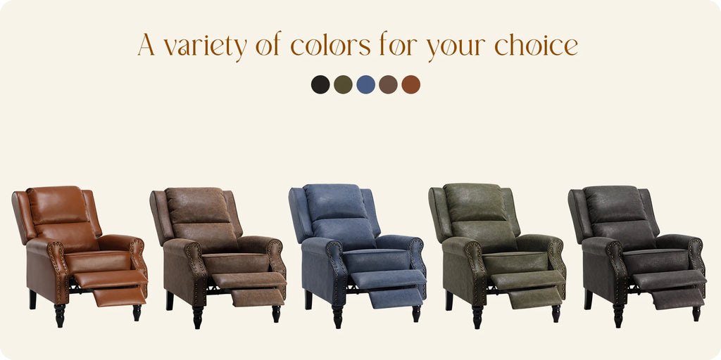 Modern Faux Leather Pushback Recliner Chair, Comfortable Manual Reclining Accent Chair for Living Room, Bedroom