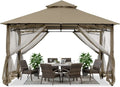 ABCCANOPY Gazebos for Patios 10x12 with Mosquito Netting, Khaki
