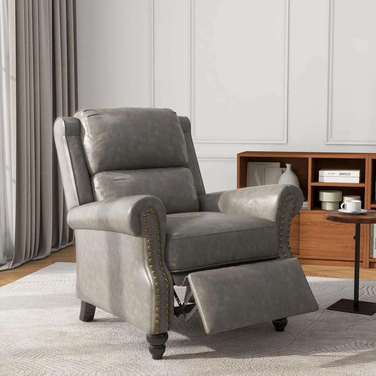 (Local US Inventory)Green Fabric Overstuffed Pushback Recliner Chair for Living Room Comfort Local US Inven