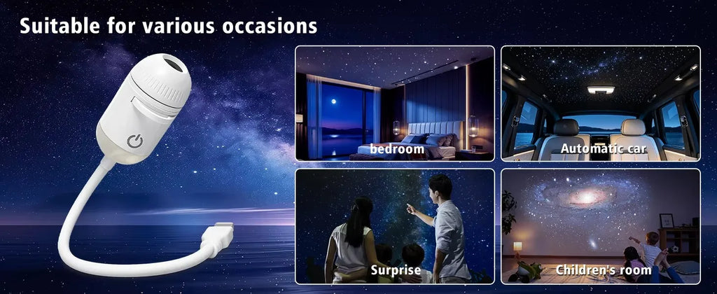 360° Flexible Galaxy Star Projector Ambient Light 30-in-1 Planetarium Night Light USB LED Ceiling Lamp for Bedroom Home Decor