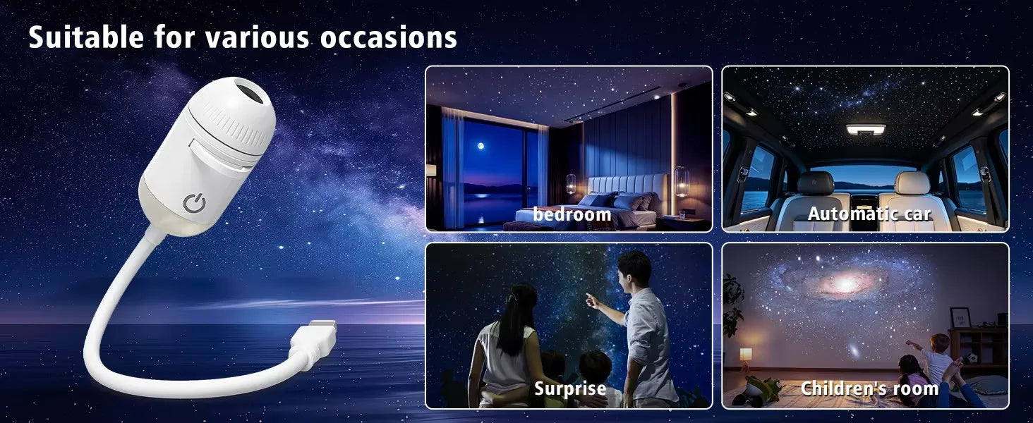 360° Flexible Galaxy Star Projector Ambient Light 30-in-1 Planetarium Night Light USB LED Ceiling Lamp for Bedroom Home Decor