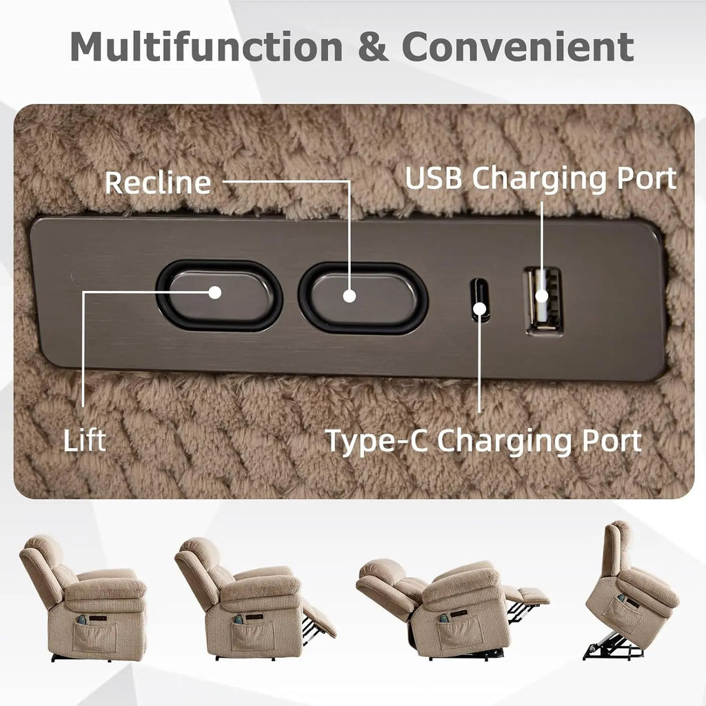Massage Recliner Chair, Overstuffed Rocker Lazy Boy Chairs with Vibration&Gently Heat,Fabric Ergonomic Manual Nursery, Custom