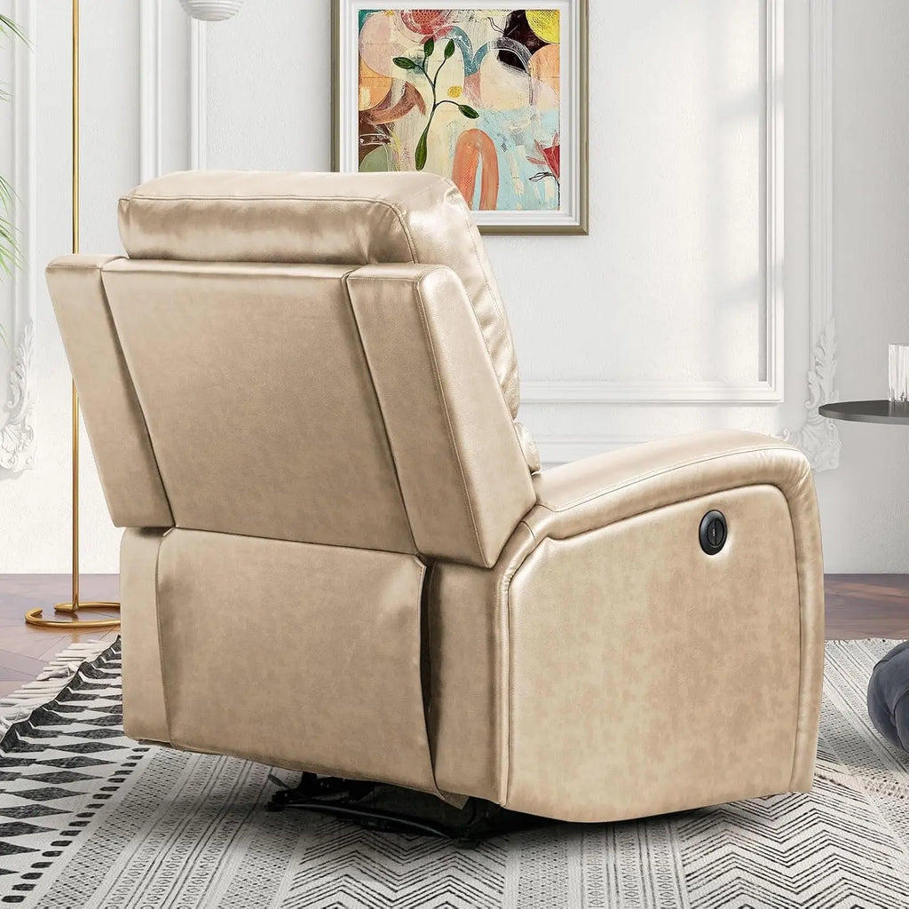Electric Recliner Chair, Soft PU Leather Power Recliners with Padded Backrest, Single Overstuffed Heavy Duty Reclining, Custom