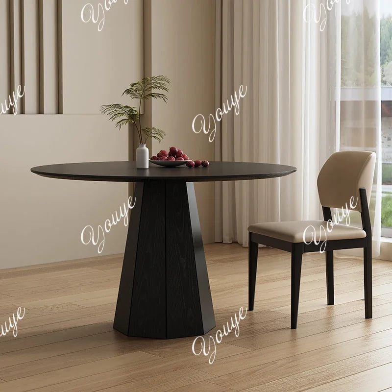 N44 Slate round table home small apartment modern simple dining room dining table solid wood designer high-end feeling