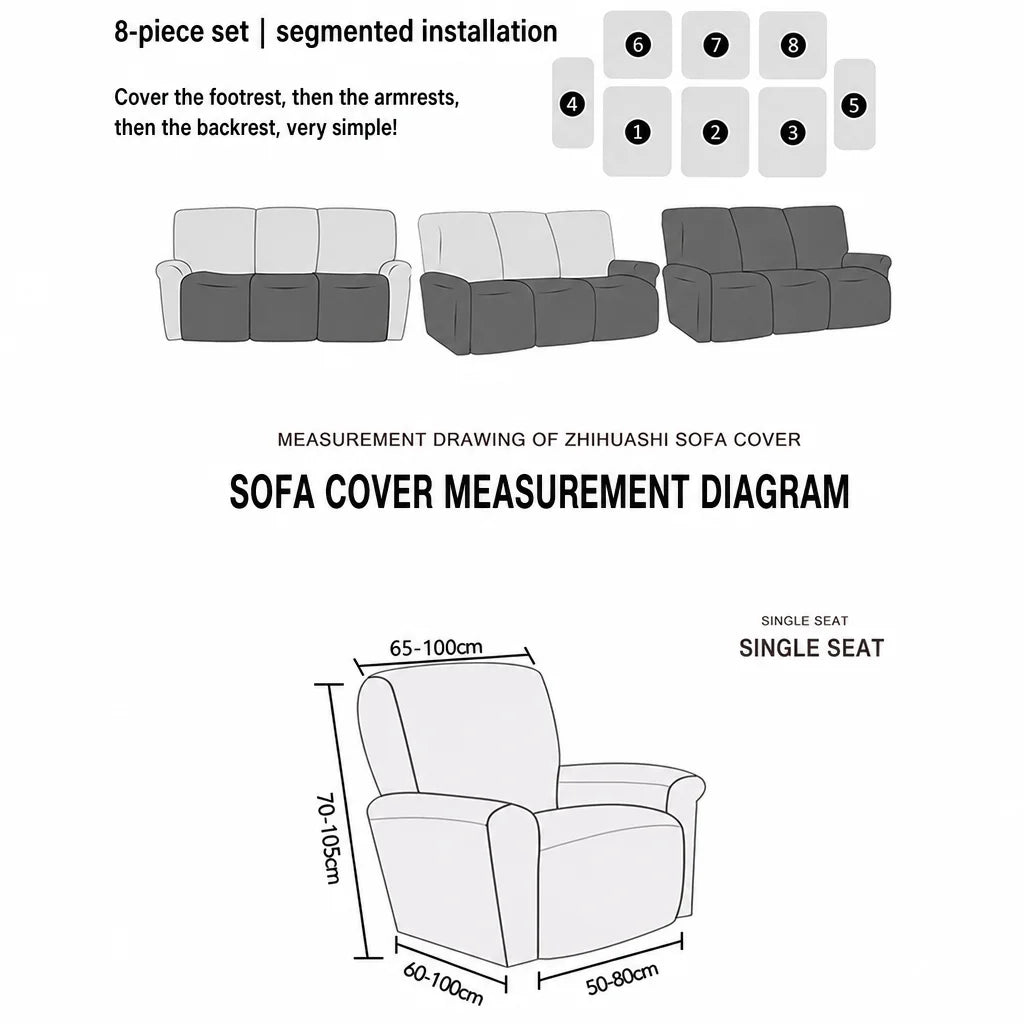 Stretch Recliner Chair Cover Faux Linen Chenille Lazy Boy Sofa Slipcover 360 Full Wrap Elastic Couch Protector Washable For Pets