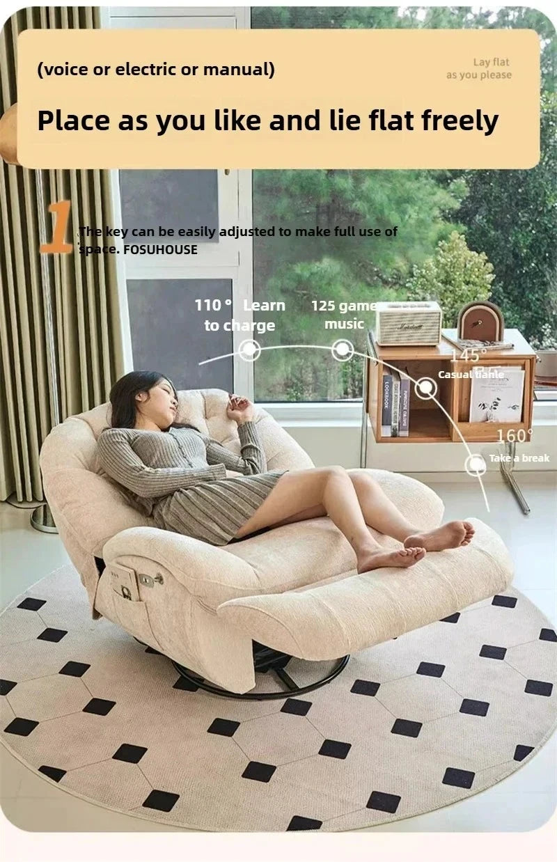 Modern Fabric Living Room Sofas Designer Living Room Furniture Leisure Lazy Sofa Bed Rocking Chair Nordic Home Rotating Recliner