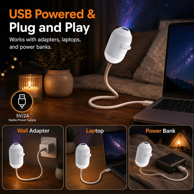 Holographic 5d Star Galaxy Ocean Projector Intelligent High-definition Night Light 360 Adjust Bedroom Car Home Atmosphere Lamp