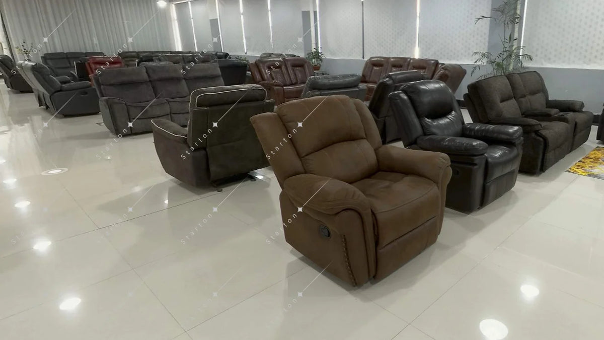 Modern Brown Genuine Leather Electric Recliner Sofa Set Living Room Furniture with Theater Sectional for Hotel or Home Use