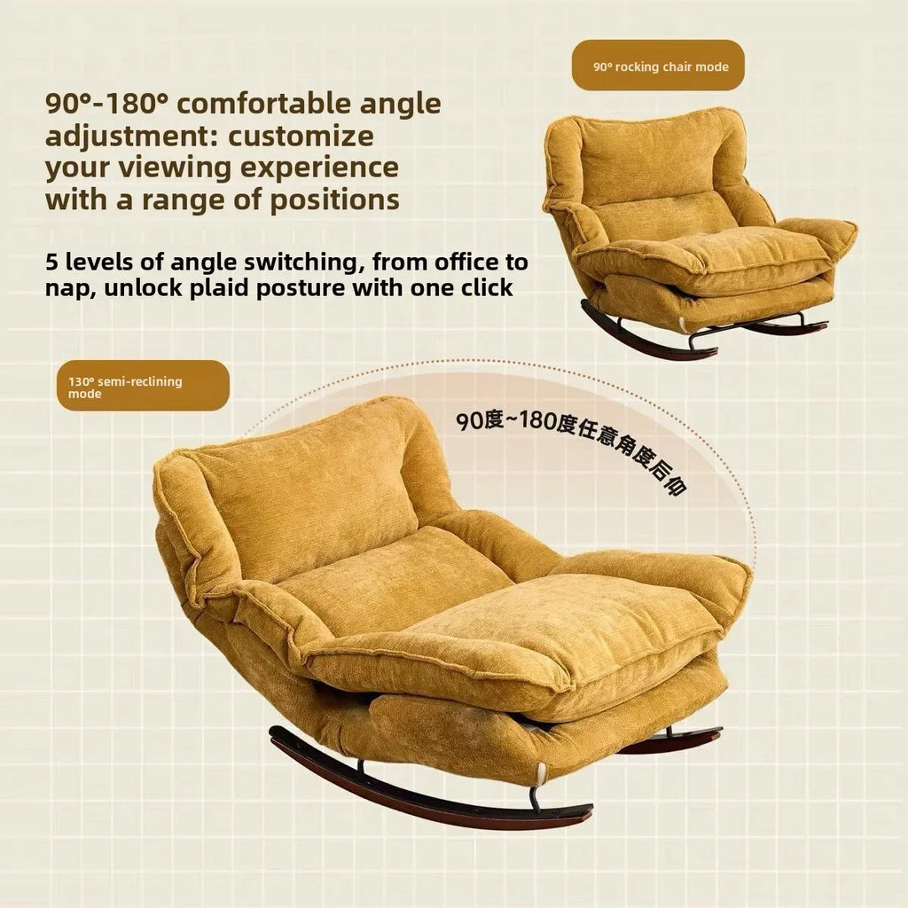 Stable Rocking chair Lazy sofa Adjustable folding single sofa chair Home leisure bedroom Balcony lunch break recliner