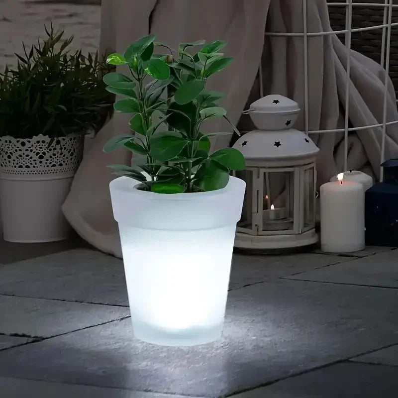 Outdoor Solar LED Flower Pot Light Glowing Planter Pot Light Light Up Plant Pot Artificial Bucket for Flowerpot Light Vase Decor