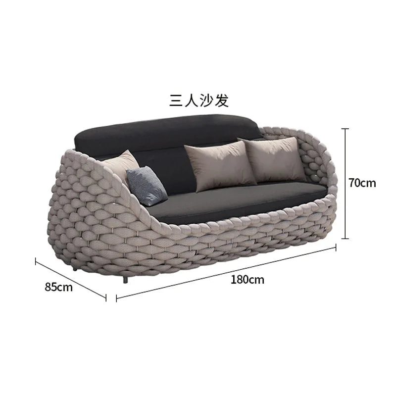 Outdoor Sofa Courtyard Villa Balcony Rattan Chair Outdoor Terrace Garden Rattan Single Waterproof Sofa Combination