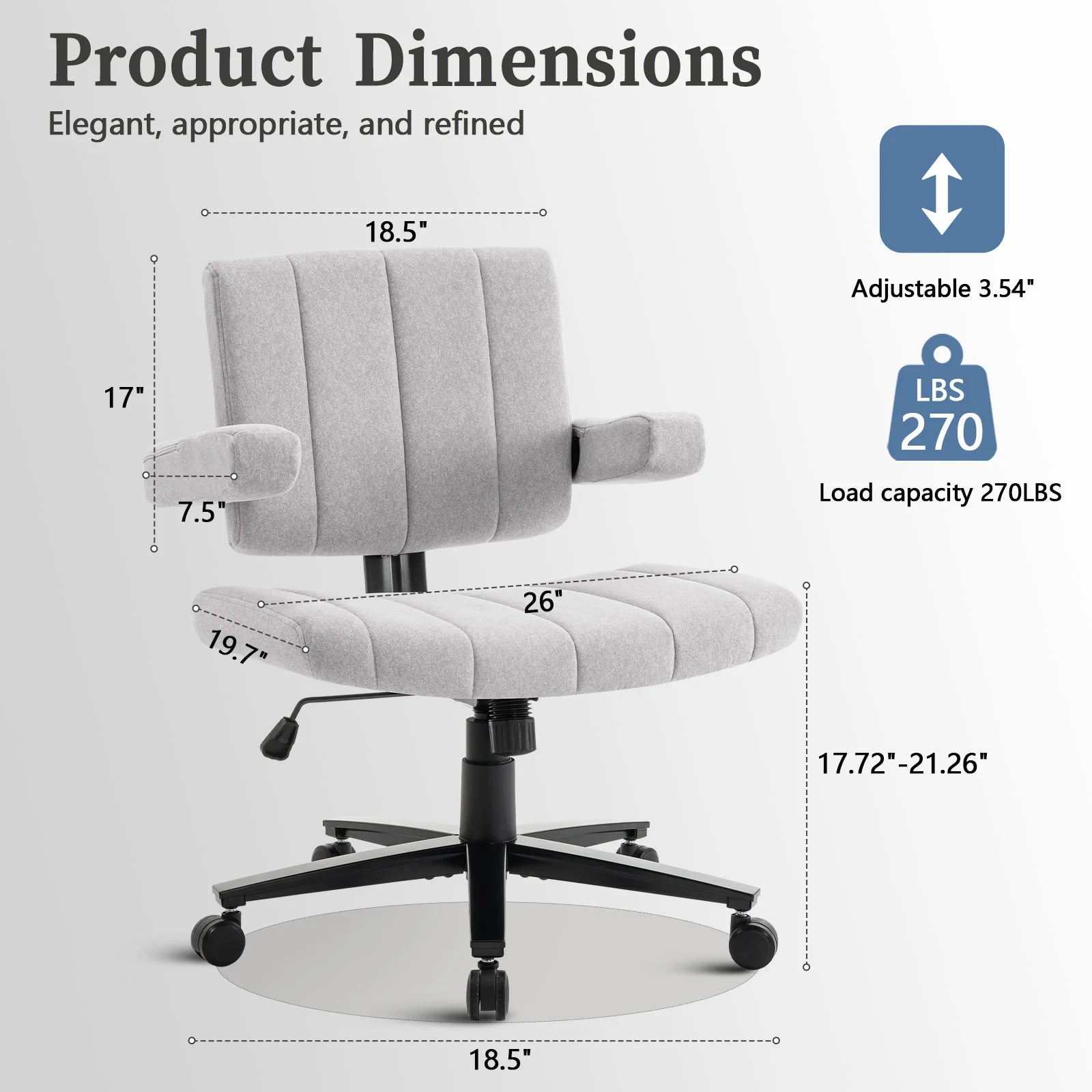 VIGOSIT Criss Cross Chair, Anti-Grip fabric Comfort Cushion Modern Tailor Seat chair for Office,Cute Vanity Swivel Chair with Back Modern Fabric with Wheels Swivel Task Home Gaming Chair