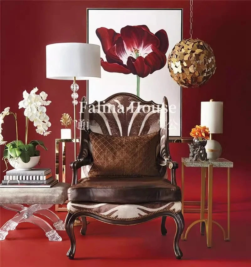 Hh2ccsolid wood single sofa chair high-end villa club leisure chair