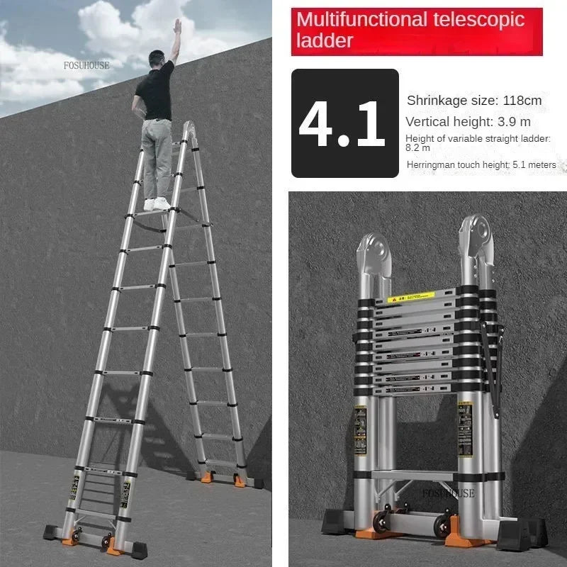 Folding Ladder for Construction Site Metal Telescopic Modern Thickened Ladders Creative Multifunctional Step Ladders for Home G