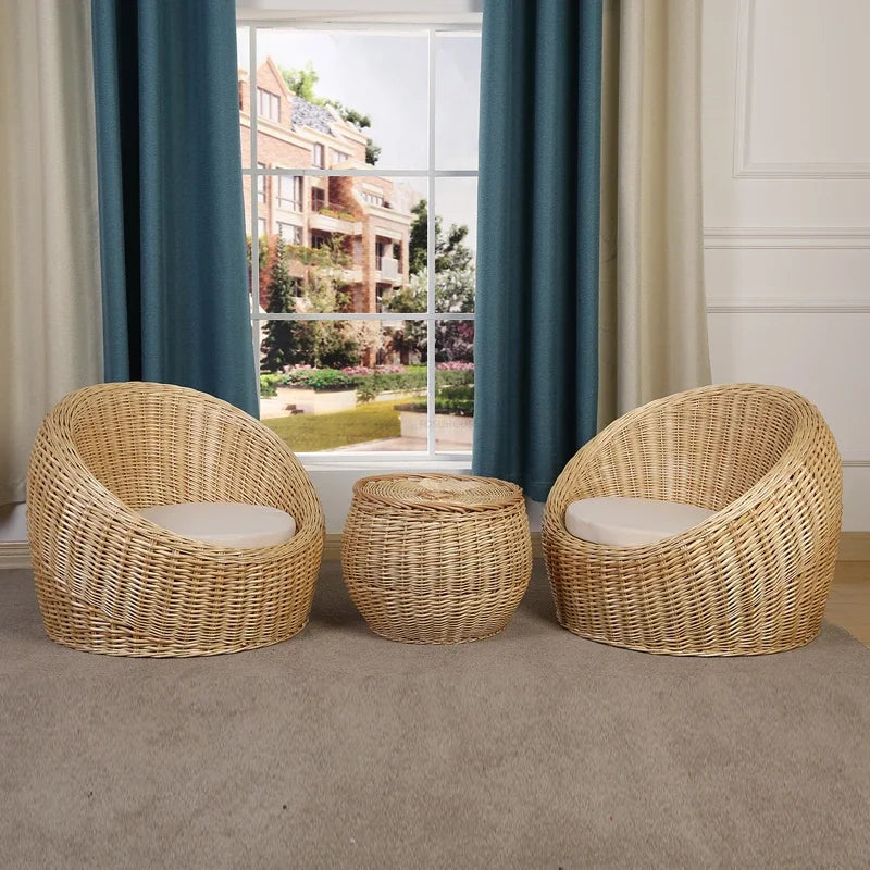 Modern Rattan Lazy Garden Sofa Chair Set Outdoor Patio Balcony Terrace Furniture Wicker Tatami Leisure Coffee Table Indoor